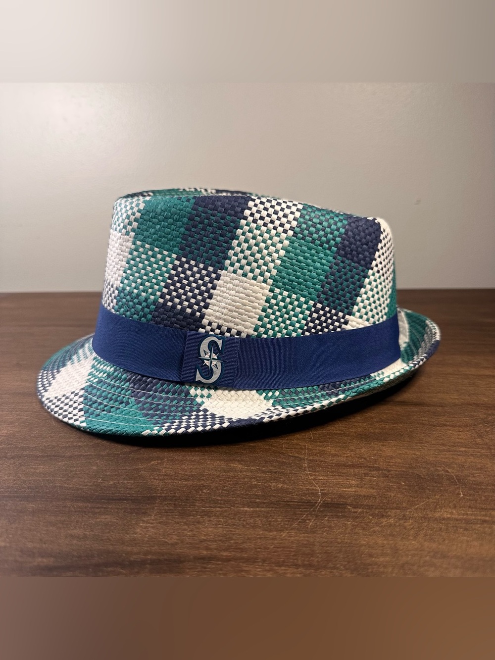 Seattle Mariners Fedora Hat 2016 Stadium Giveaway SGA Woven Plaid Baseball